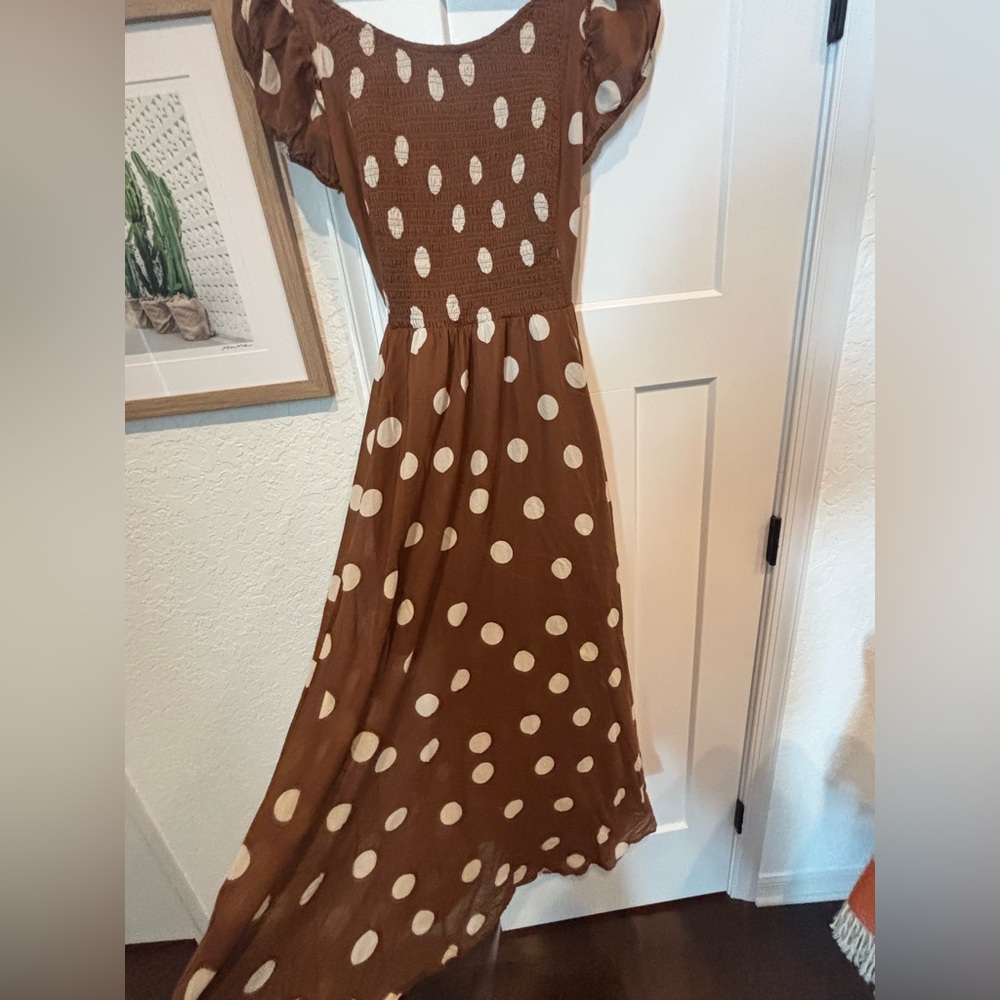 Brown Polka Dot Maxi Dress